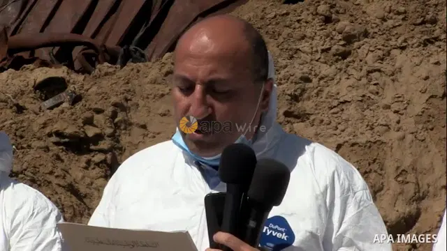 Undersecretary of the Ministry of Agriculture, Ibrahim Al-Qudra, speaks during a press conference about an environmental disaster in the northern of Gaza strip STORYLINE Gaza’s housing ministry said on Thursday that 16,8...