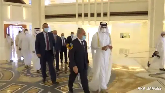 Palestinian Prime Minister Mohammad Ishtayeh meets with Qatari Prime Minister Khalid bin Khalifa bin Abdulaziz Al Thani, in the Qatari capital, Doha. STORYLINE Prime Minister Mohammad Shtayyeh today discussed with the Em...