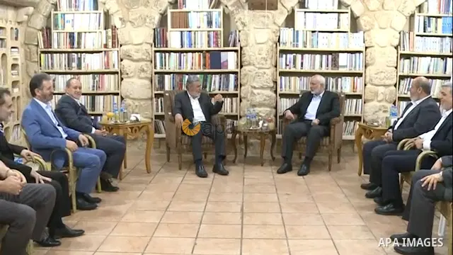 Hamas political bureau chief Ismail Haniyeh meets with Ziad al-Nakhla, secretary general of the Palestinian Islamic Jihad movement, in Beirut. STORYLINE The top leaders of the Islamic Jehad and Hamas held talks in Beirut...