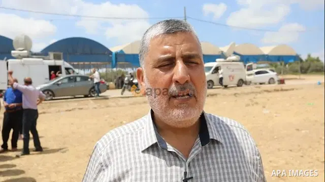 Palestinian leader of Islamic Jihad, Ahmed al-modallal speaks during an interview with APA, near the Israel-Gaza border, east of Gaza City.