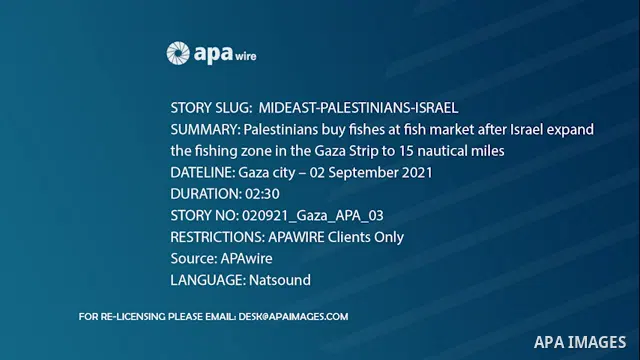 Palestinians buy fishes at fish market after Israel expand the fishing zone in the Gaza Strip to 15 nautical miles, in Gaza city.