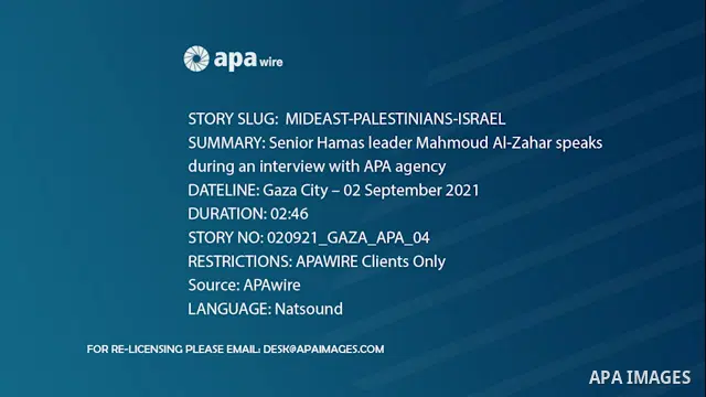 Senior Hamas leader Mahmoud Al-Zahar speaks during an interview with APA agency, at his home in Gaza city. 0.1