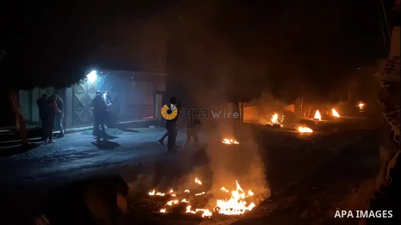 Palestinian demonstrators clash with Israeli forces following a protest following a demonstration against the return of Jewish settlers to their area by the illegal Israeli outpost of Homesh, in Burqa village, in the Wes...