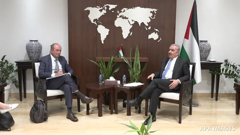 Palestinian Prime Minister Mohammad Shtayyeh meets with US envoy Hadi Amro, in the West Bank city of Ramallah. Footage by /APA