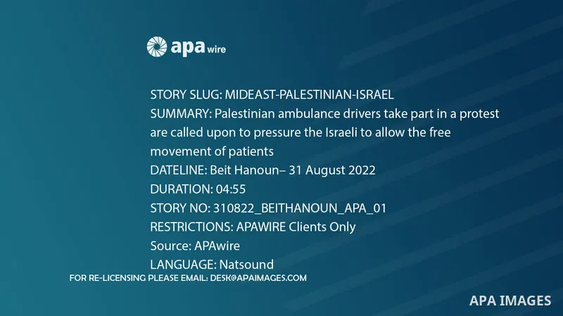 Palestinian ambulance drivers take part in a protest are called upon to pressure the Israeli to allow the free movement of patients through the Beit Hanoun checkpoint in front of the Erez Crossing in Beit Hanoun in the n...