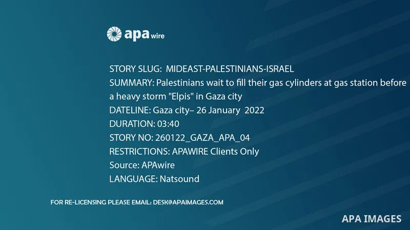 Palestinians wait to fill their gas cylinders at gas station before a heavy storm "Elpis" in Gaza city.