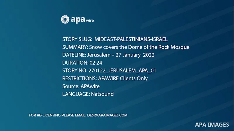 Snow covers the Dome of the Rock Mosque in the Al Aqsa Mosque compound in Jerusalem Old city