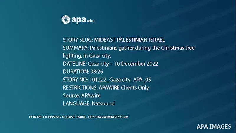 Palestinians gather during the Christmas tree lighting, in Gaza city 0.1