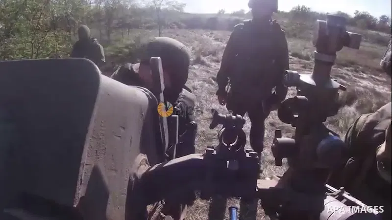 Russian Defence Ministry shows Airborne Troops artillery in action in military special operation.