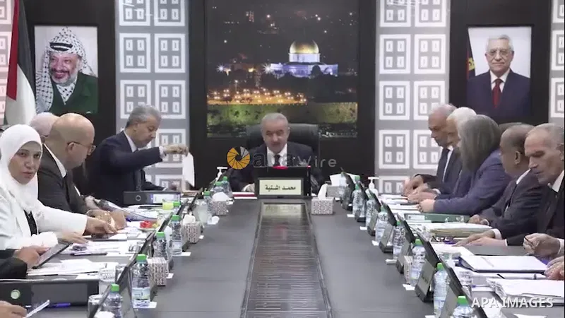 Palestinian Prime Minister Mohammed Ishtayeh chairs the weekly meeting of his government, in the West Bank city of Ramallah Footage by /APA