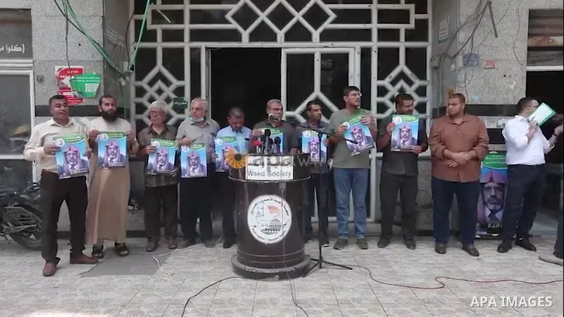 Palestinians take part in a protest in solidarity with prisoner Sheikh Yousef Al-Baz on hunger strike in Israeli Jails in Gaza city. 0.1