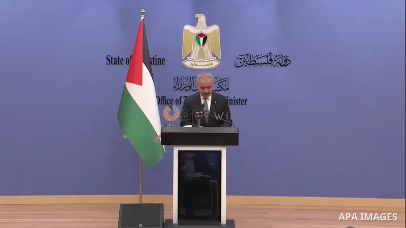 Palestinian Prime Minister Mohammed Ishtayeh speaks during a press conference, in the West Bank city of Ramallah.