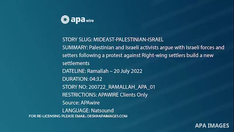 Palestinian and Israeli activists argue with Israeli forces and setters following a protest against Right-wing settlers build a new settlements, near the West Bank city of Ramallah. 0.1