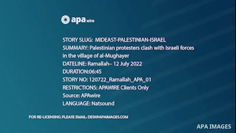 Palestinian protesters clash with Israeli forces in the village of al-Mughayer near the Israeli-occupied West Bank city of Ramallah