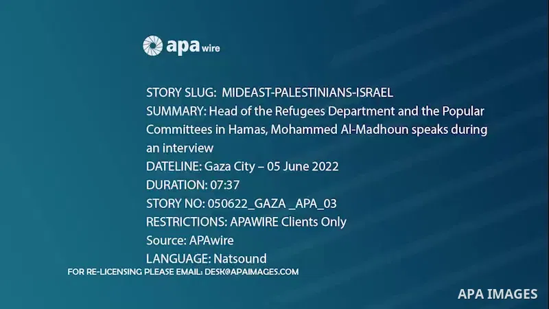 Head of the Refugees Department and the Popular Committees in Hamas, Mohammed Al-Madhoun speaks during an interview at his office in Gaza city.