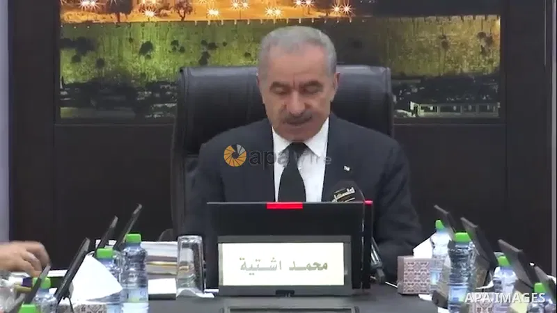 Palestinian Prime Minister Mohammed Ishtayeh chairs the weekly meeting of his government, in the West Bank city of Ramallah. Footage by / APAwire