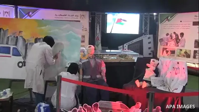 Palestinians attend an exhibition in the first anniversary of the conflict between Hamas and Israel in May 2021, in Gaza city. 0.1
