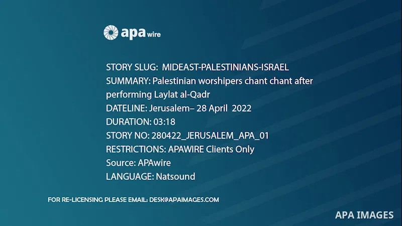 Palestinian worshipers chant chant after performing Laylat al-Qadr (Night of Destiny) Prayer outside the Dome of the Rock in Jerusalem's Al-Aqsa Mosque during the Muslim fasting month of Ramadan.