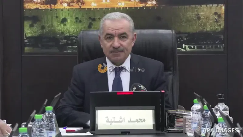 Palestinian Prime Minister Mohammad Shtayyeh chairs the goverment meeting in the West Bank city of Ramallah. Footage by APAwire