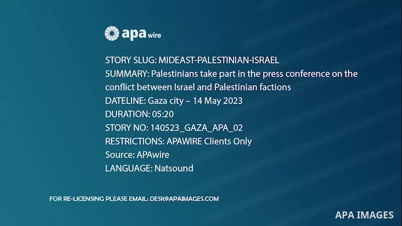 Palestinians take part in the press conference on the conflict between Israel and Palestinian factions, in Gaza city. 0.1