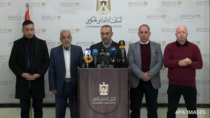 Undersecretary of the Ministry of Awqaf, Abdul Hadi Al-Agha speaks during a press conference in Gaza City. Footage by /APA