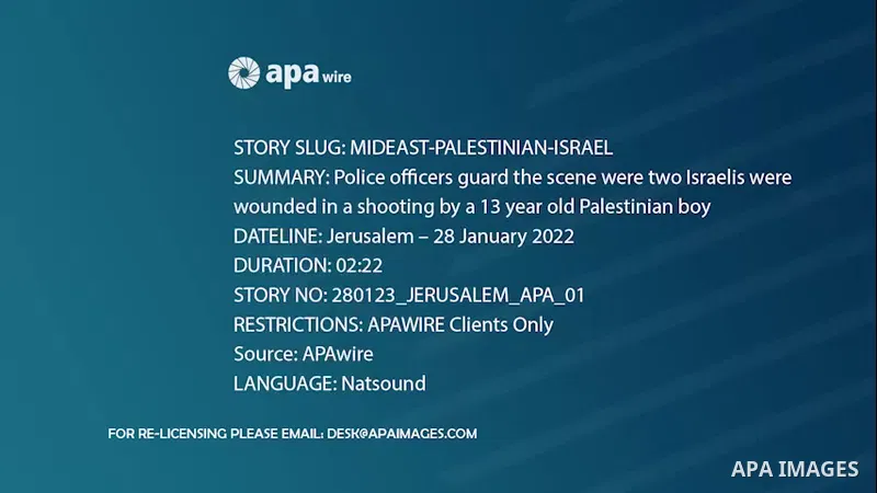 Police officers guard the scene were two Israelis were wounded in a shooting by a 13 year old Palestinian boy in Silwan neighborhood in the East Jerusalem