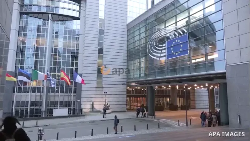 Palestinian Prime Minister Mohammad Shtayyeh meets with Chairman of the European Parliament's Foreign Affairs Committee, David McCallister, at the European Parliament in Brussels, Belgium. Footage by APAwire