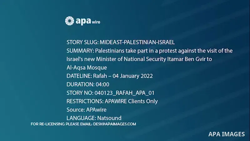 Palestinians take part in a protest against the visit of the Israel's new Minister of National Security Itamar Ben Gvir to Al-Aqsa Mosque in Rafah in the southern Gaza strip. 0.1