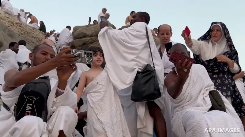 Muslim pilgrims arrive on Mount Arafat during the Hajj 2024 pilgrimage, southeast of Mecca, Saudi Arabia, 15 June 2024. Pilgrims began flocking on the plains of Mount Arafat since early hours of the day to perform one of...