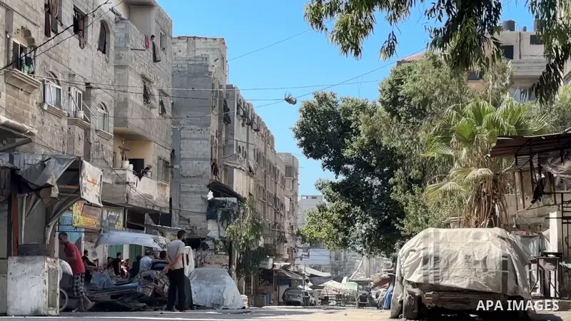 Restrictions Summary: APA wire clients only Shortlist: APAwire - APA wire clients only, Gaza City- September 11, 2025. Flames rise from A house belonging to the Hamouda family in Shati Camp following an Israeli airstrike...