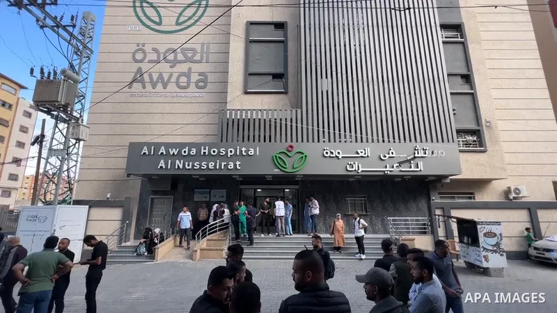 Restrictions Summary: APA wire clients only Shortlist: APAwire - APA wire clients only, Nuseirat- May 28, 2025. Palestinian doctors participate in a solidarity sit-in at Al-Awda Medical Hospital in Nuseirat Camp, in supp...