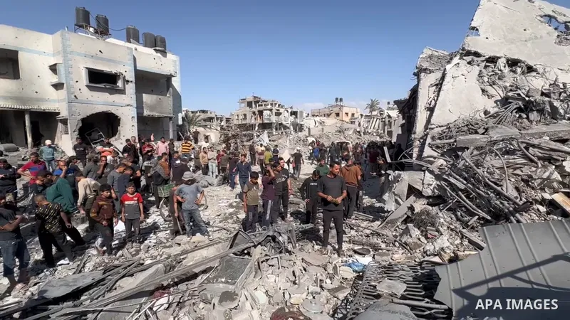Civil defense teams and residents of the region carry out a search and rescue operation after Israeli attacks in Jabalia, northern Gaza Strip, on May 2, 2025. Some buildings were completely destroyed in the attack, where...