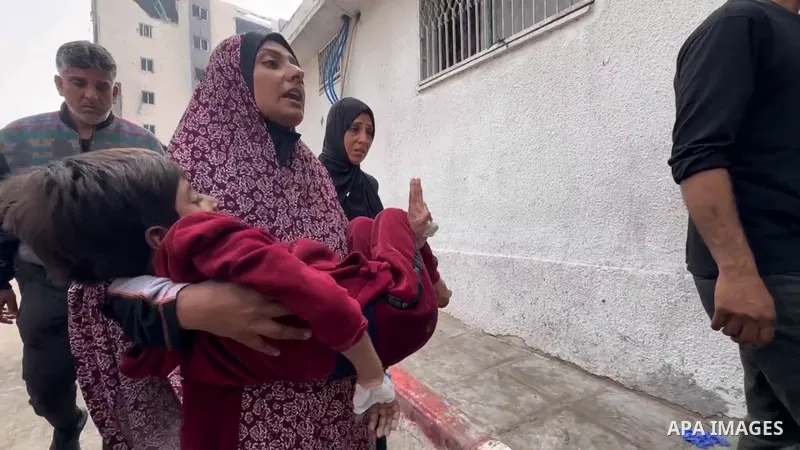 Relatives of Palestinian children, who lost their lives after Israeli attacks targeted Palestinians staying in houses and makeshift tents, mourn for them in Gaza City, Gaza on April 19 , 2025.