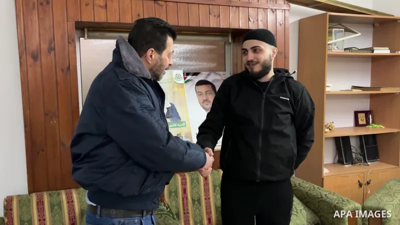 The family of the released prisoner, Hatallah Issa, welcomes him to his home in Nablus in the West Bank, where he was released from Israeli occupation prisons as part of the prisoner exchange agreement between Hamas and...