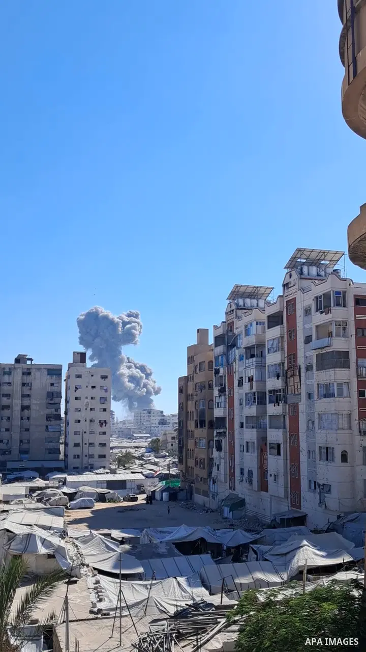 Thick smoke rises after an Israeli airstrike targeted a residential area in Gaza City.