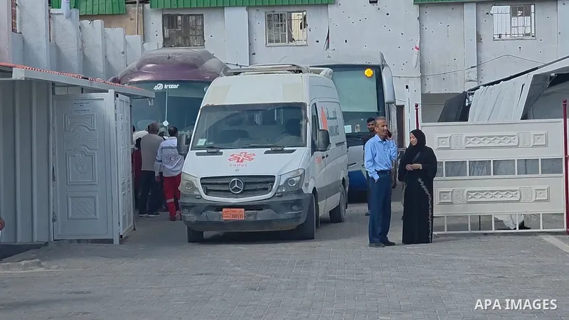 Restrictions Summary: APA wire clients only Shortlist: APAwire - APA wire clients only, Khan Yunis- June 17, 2026. Palestinian patients and wounded people, accompanied by their relatives, leave the Palestinian Red Cresce...