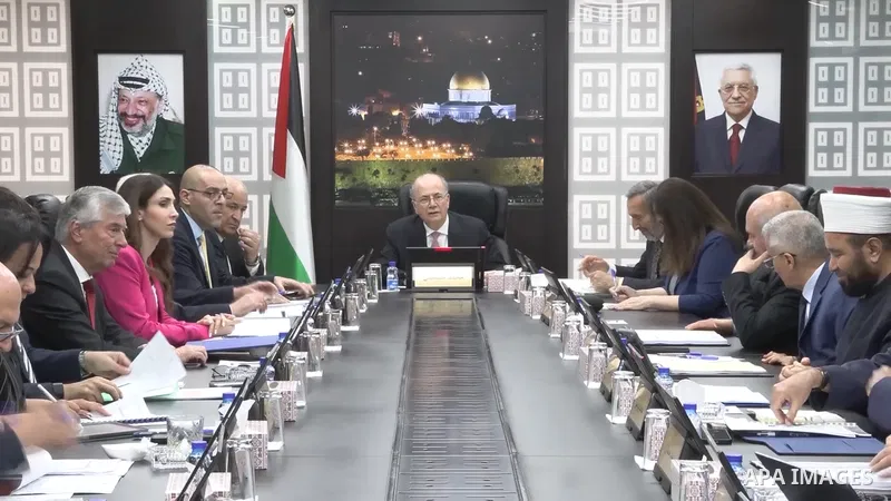 Restrictions Summary: APA wire clients only Shortlist: APAwire - APA wire clients only, Ramallah- June 15, 2026. Palestinian Prime Minister Mohammad Mustafa chairs the weekly cabinet meeting in Ramallah, West Bank, on Ju...
