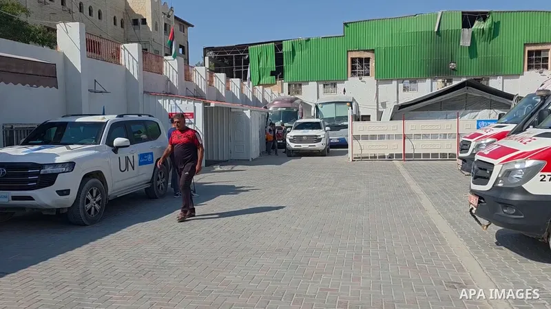 Restrictions Summary: APA wire clients only Shortlist: APAwire - APA wire clients only, Khan Younis- June 11, 2026. Palestinian patients and wounded people, accompanied by their relatives, leave the Palestinian Red Cresc...