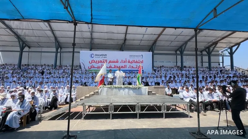 Restrictions Summary: APA wire clients only Shortlist: APAwire - APA wire clients only, Gaza- June 10, 2026. Palestinian students from the Faculty of Nursing and Health Sciences at the University College of Applied Scien...