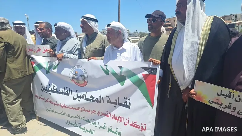 Restrictions Summary: APA wire clients only Shortlist: APAwire - APA wire clients only, Khan Younis- June 10, 2026. Released Palestinian prisoners deported from the West Bank to the Gaza Strip take part in a protest in K...