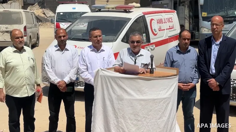 Restrictions Summary: APA wire clients only Shortlist: APAwire - APA wire clients only, Gaza- June 9, 2026. Palestinian Health Ministry officials hold a press conference at al-Shifa Hospital in Gaza City on June 9, 2026,...