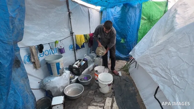 Restrictions Summary: APA wire clients only Shortlist: APAwire - APA wire clients only, Gaza- June 9, 2026. A displaced Palestinian family lives in a worn-out tent west of Gaza City on June 9, 2026, as they face growing...
