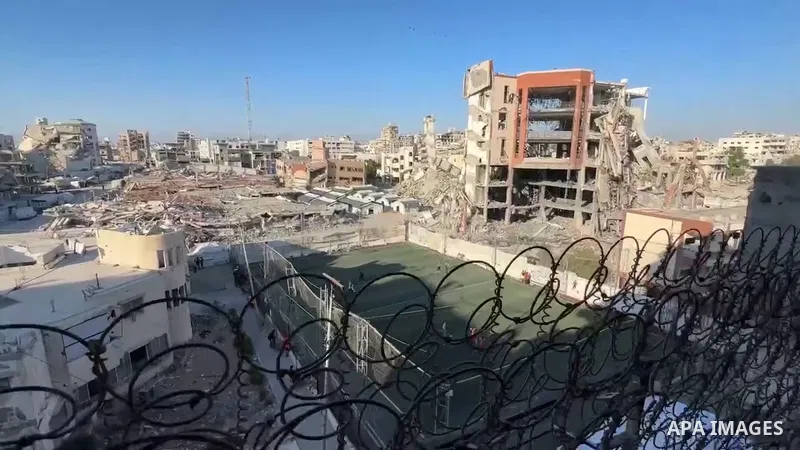 Restrictions Summary: APA wire clients only Shortlist: APAwire - APA wire clients only, Gaza- June 8, 2026. Young Palestinian amputees, who lost their limbs as a result of the war, play football on a damaged field surrou...