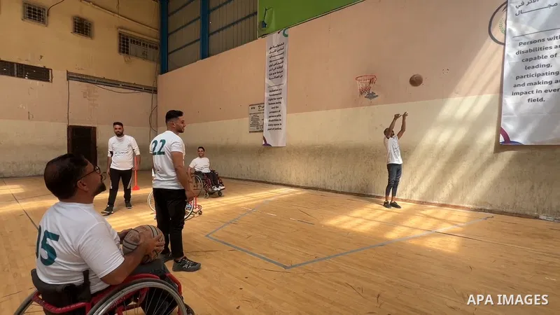 Restrictions Summary: APA wire clients only Shortlist: APAwire - APA wire clients only, Nuseirat - May 19, 2026. Palestinian youth with disabilities take part in sports activities during an inclusive sports day organized...