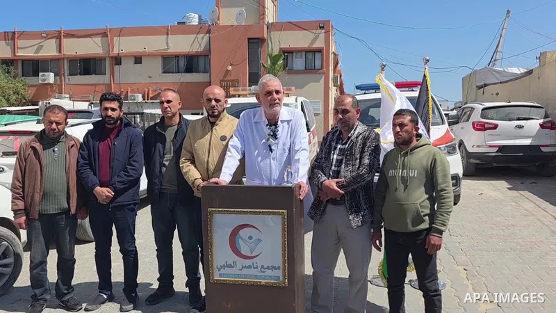 Restrictions Summary: APA wire clients only Shortlist: APAwire - APA wire clients only, Khan Yunis- April 12, 2026. The administration of Nasser Medical Complex in Khan Younis, southern Gaza Strip, held a press conferenc...